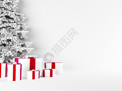 圣诞树和地板上的礼物背景图片