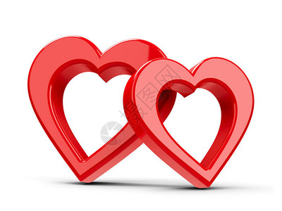 两颗红心代表爱和情人节快乐图片