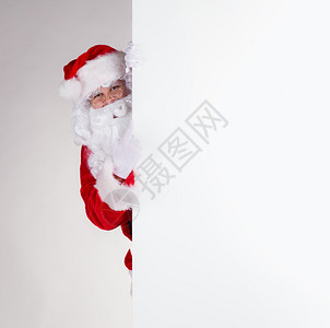 带空白文字版板的圣诞老人图片