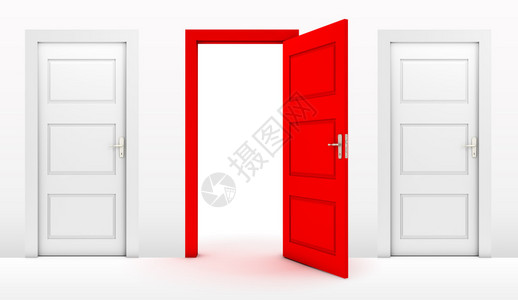 打开红色门和关闭白色门白色背景背景图片