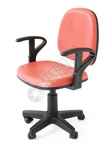 白色背景孤立的红色仿制皮革中的办公椅图片