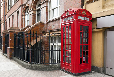 伦敦市特色红电话亭背景图片
