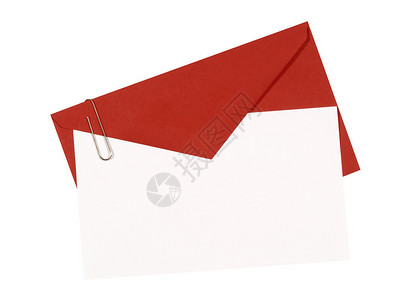 红色信封有空白邀请函或贺卡顶视图复图片