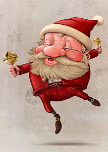 圣诞老人和铃铛的舞蹈插画图片