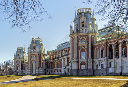 莫斯科察里齐诺公园的主要宫殿背景图片