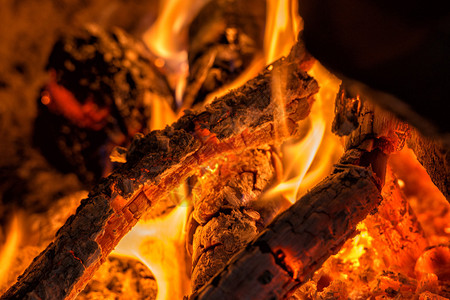 火地方的炽热木余烬细节背景图片