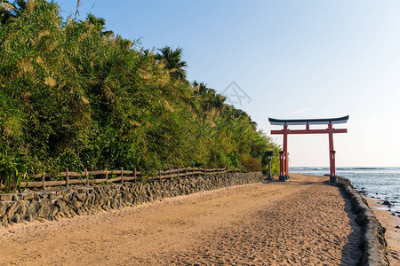 青岛神社的红色鸟居图片