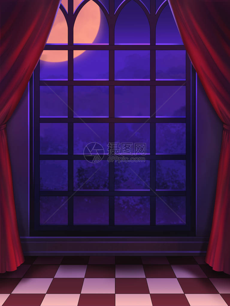 月夜阳台视频游戏的数字CG艺术品图片