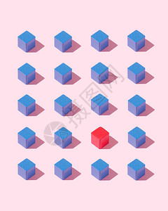 红色立方体环绕着蓝色立方体以粉红图片