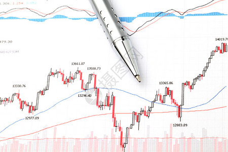 股市图表和笔图片