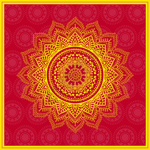 红色背景上的印度花边装饰图片