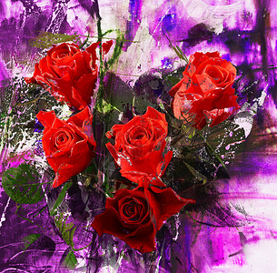 五朵玫瑰抽象背景图片