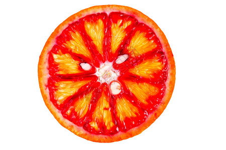 切片血橙上白色孤立图片
