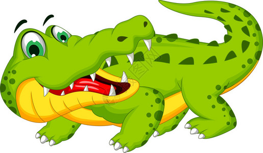 搞笑鳄鱼卡通摆姿势的插图图片