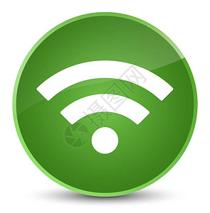 Wifi图标在优雅柔软绿色圆形按键抽象背景图片