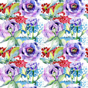 水彩风格的野花洋桔梗花卉图案背景图片
