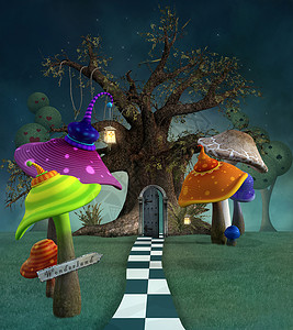 奇幻乐园系列带蘑菇灯图片