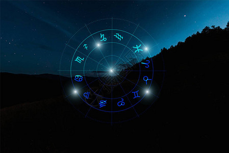 夜星天空和zodiac符号示意图片