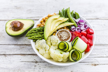 碗健康均衡的素食图片