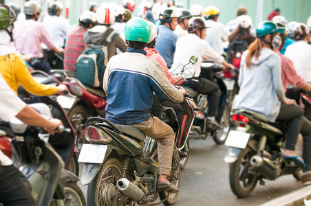 在越南胡志明市西贡的街景东南亚每天繁忙的交通图片
