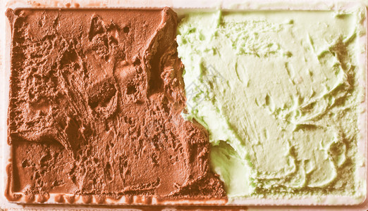 看起来很复古的巧克力和薄荷冰淇淋食品背景图片