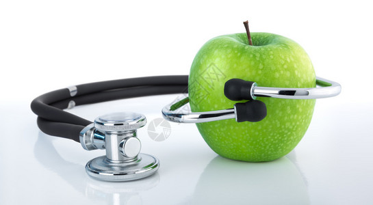 苹果和听诊器健康饮背景图片