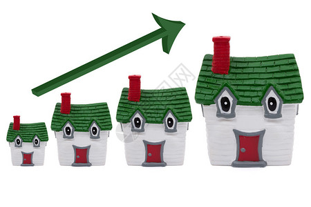 白色背景的一排白屋和绿色房屋住房价图片