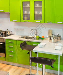 现代浅绿色厨房清洁图片