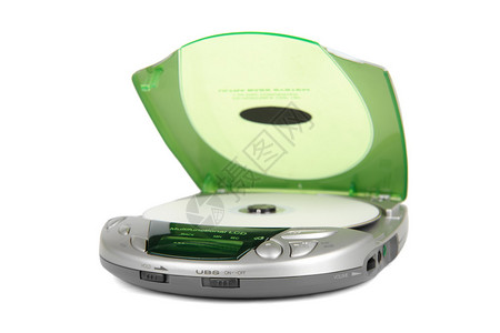 可移动的CD播放器在白图片