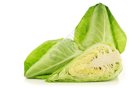 新鲜的绿尖菜卷心菜和白图片