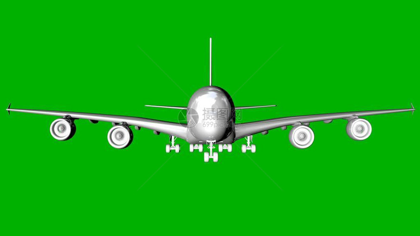 绿色背景上的一架飞机的图片