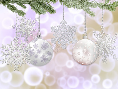 圣诞背景与雪花和球图片