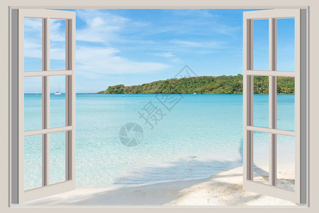暑期旅行度假和日概念开放窗口在泰高清图片