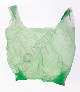 绿色塑料袋上白色孤立图片
