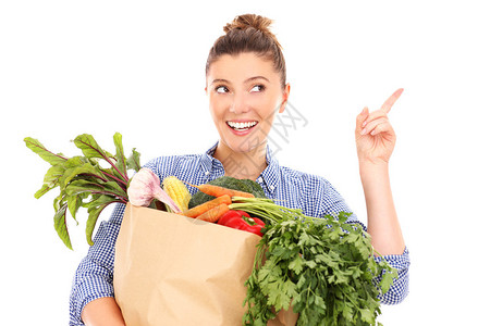 幸福女人购买蔬菜图片