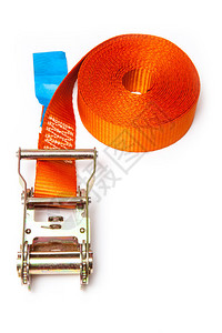 橙色棘轮表带隔离在白色工作室背景上背景图片