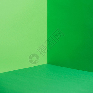 空荡的角落绿色的墙壁和地板背景图片