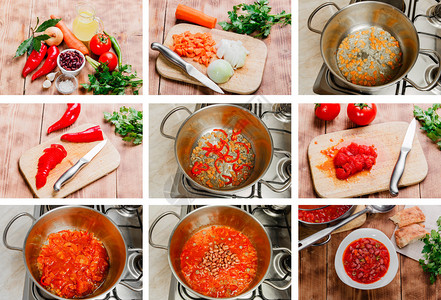 一步用西红柿辣椒和红豆做汤菜图片