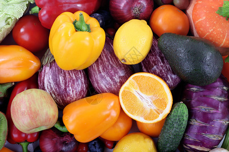 五颜六色的水果和蔬菜背景图片