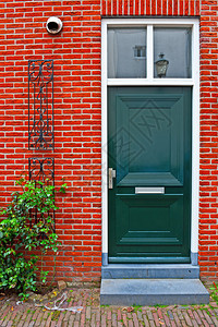荷兰城的绿漆门图片