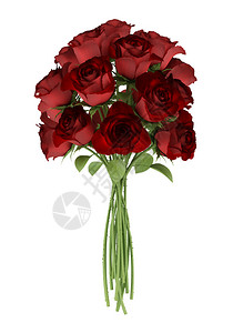 孤立在白色背景上的红玫瑰花束背景图片