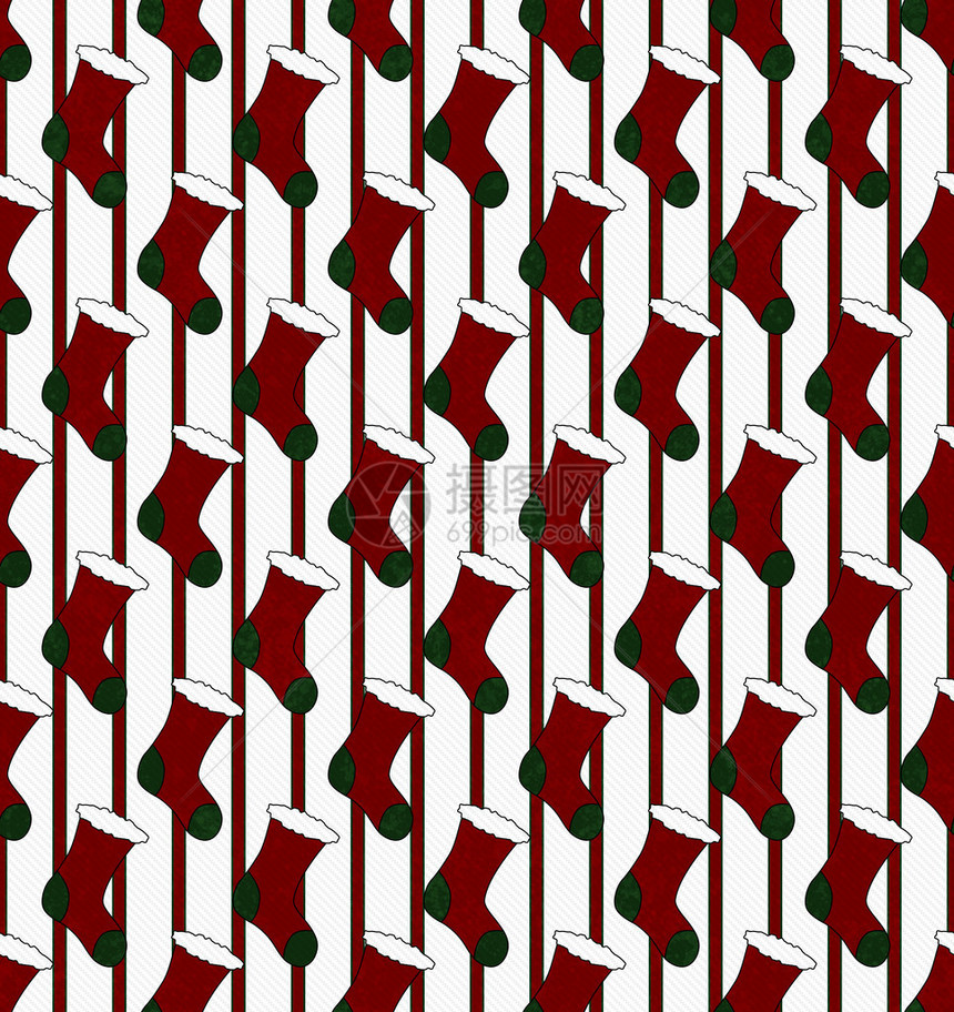 无缝且重复的红色和绿色圣诞袜图片