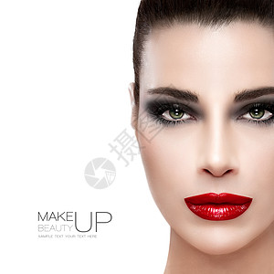 美容和化妆概念美丽的时装模特女人与明亮的化妆完美的肌肤图片