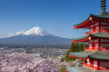 日本美丽的风景藤田山和楚里托红塔配高清图片