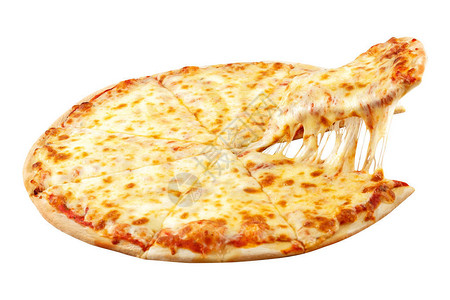 披萨玛格丽塔配有乳酪奶油和番茄背景图片