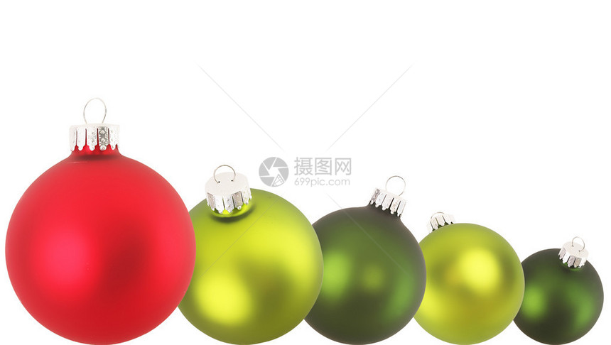 红色和绿色的装饰品圣诞边框图片