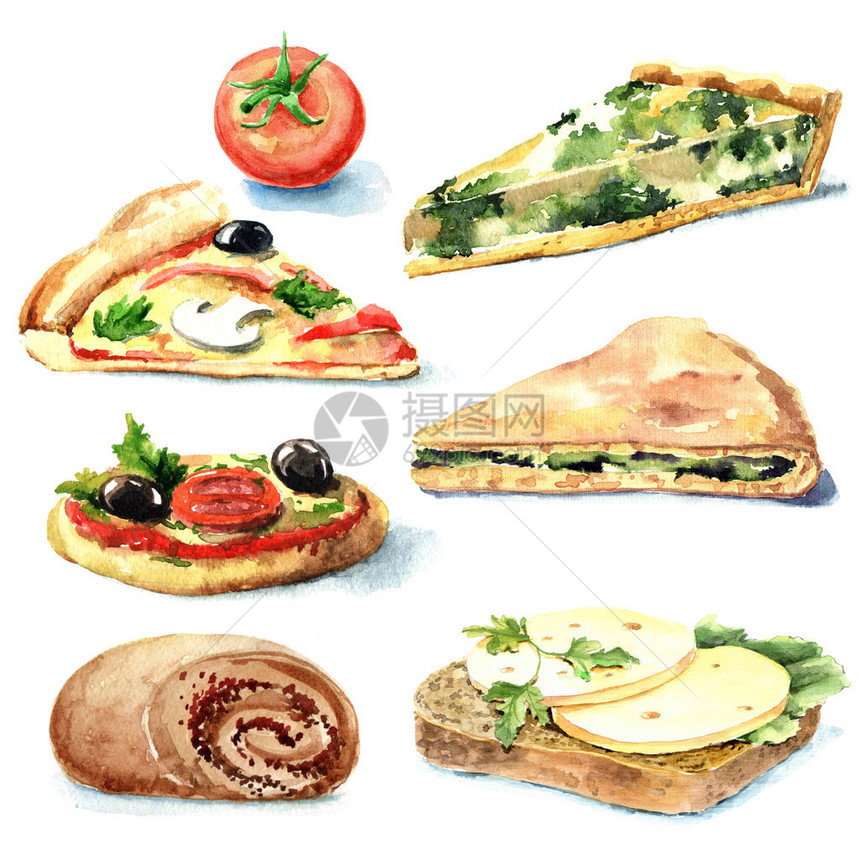 手绘水彩食物插画图片