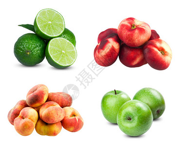 切开新鲜石灰新鲜膳食水果三绿色苹果平坦的内图片