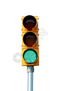 白色隔离绿色交通信号灯图片