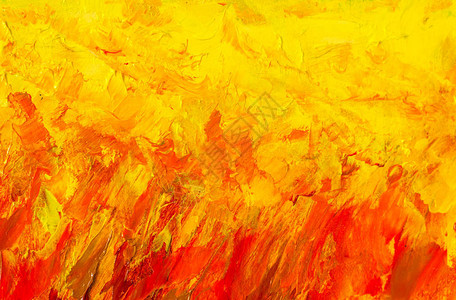 黄色橙红火纹理抽象绘画片段矢量图调色板刀痕的墙纸油画布纹理帆布艺术抽象背背景图片